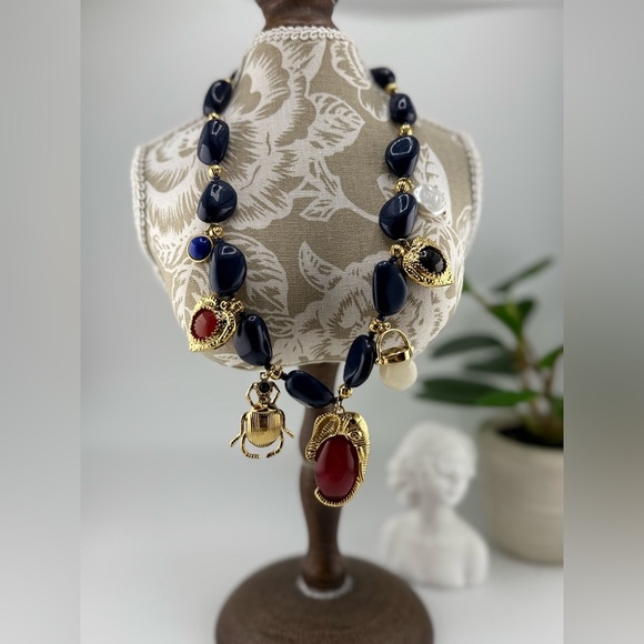 Statement Charm Necklace โ Gold Plated with Acrylic Pearl Accents Anthropologie - Picture 7 of 10